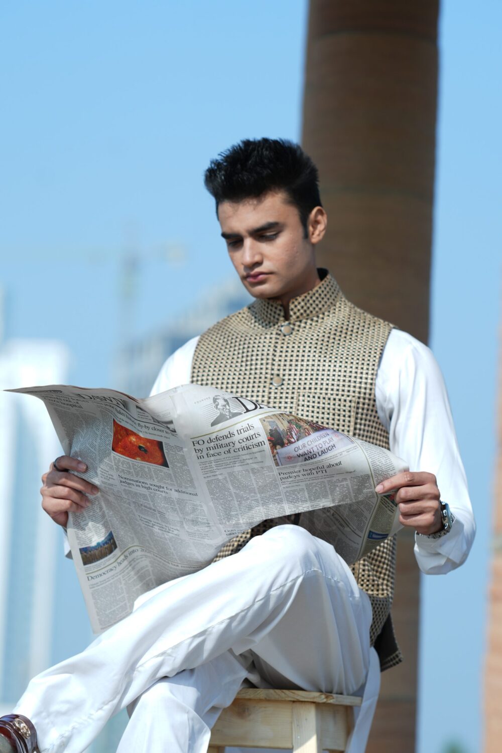 Men's White Unstitched Kurta Pajama view 2